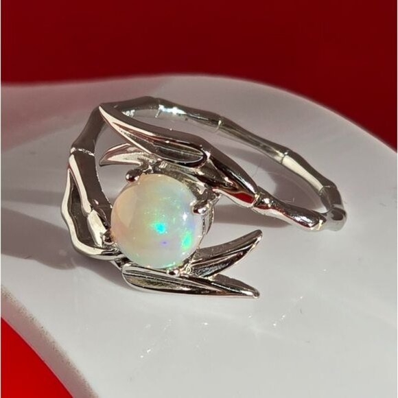 925 Sterling Silver Ring with Natural Multicolor Opal Gemstone - Picture 9 of 13